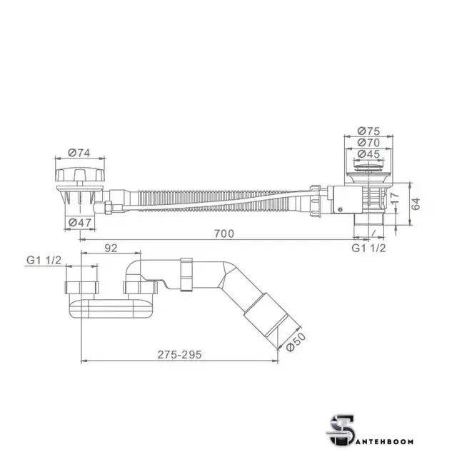 Сифон для ванны Raglo R600.30.06  - Изображение №2 — Интернет-магазин santehboom.by
