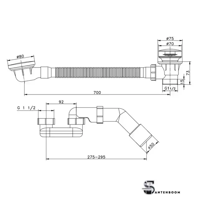 Сифон для ванны Raglo R600.31.03  - Изображение №2 — Интернет-магазин santehboom.by