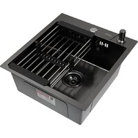 Кухонная мойка ARFEKA Eco AR мойка 450*500, коландер, дозатор Black Decor - Превью изображения №3 — Интернет-магазин santehboom.by