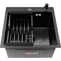 Кухонная мойка ARFEKA Eco AR мойка 450*500, коландер, дозатор Black Decor - Превью изображения №2 — Интернет-магазин santehboom.by