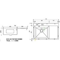 Кухонная мойка ARFEKA ECO AR 780*500 L BLACK PVD NANO - Превью изображения №3 — Интернет-магазин santehboom.by
