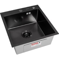 Кухонная мойка ARFEKA ECO AR 450*500 BLACK PVD NANO DECOR - Превью изображения №2 — Интернет-магазин santehboom.by