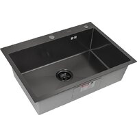 Кухонная мойка ARFEKA ECO AR 700*500 BLACK PVD NANO DECOR VOLCANIC ROCK - Превью изображения №3 — Интернет-магазин santehboom.by