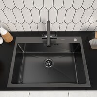 Кухонная мойка ARFEKA ECO AR 700*500 BLACK PVD NANO DECOR VOLCANIC ROCK - Превью изображения №2 — Интернет-магазин santehboom.by