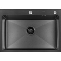 Кухонная мойка ARFEKA ECO AR 700*500 BLACK PVD NANO DECOR VOLCANIC ROCK - Превью изображения №4 — Интернет-магазин santehboom.by