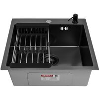 Кухонная мойка ARFEKA ECO AR мойка 500*500, коландер, дозатор Black Decor - Превью изображения №2 — Интернет-магазин santehboom.by