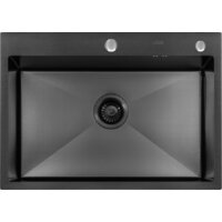 Кухонная мойка ARFEKA ECO AR 700*500 BLACK PVD NANO DECOR MILLET GRAINS - Превью изображения №4 — Интернет-магазин santehboom.by