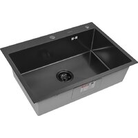 Кухонная мойка ARFEKA ECO AR 700*500 BLACK PVD NANO DECOR MILLET GRAINS - Превью изображения №3 — Интернет-магазин santehboom.by