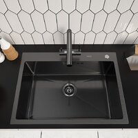 Кухонная мойка ARFEKA ECO AR 700*500 BLACK PVD NANO DECOR MILLET GRAINS - Превью изображения №2 — Интернет-магазин santehboom.by