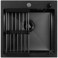 Кухонная мойка ALLBA 550x500 Black PVD Decor (коландер, дозатор) - Превью изображения №2 — Интернет-магазин santehboom.by