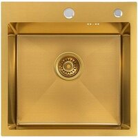 Кухонная мойка ALLBA 500x500 Gold PVD Decor (коландер, дозатор) - Превью изображения №2 — Интернет-магазин santehboom.by