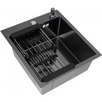 Кухонная мойка ALLBA 450x500 Black PVD Decor (коландер, дозатор) - Превью изображения №2 — Интернет-магазин santehboom.by