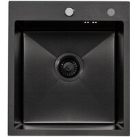 Кухонная мойка ALLBA 450x500 Black PVD Decor (коландер, дозатор) - Превью изображения №3 — Интернет-магазин santehboom.by