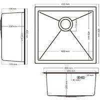 Кухонная мойка Schtoff Undermount Best Decor Silver 4545 + коландер K-1 BLACK + дозатор SD-1 SILVER - Превью изображения №5 — Интернет-магазин santehboom.by