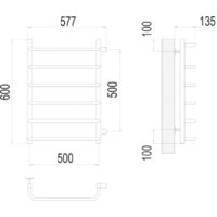 Полотенцесушитель TERMINUS Стандарт П6 500x600 бп (хром) - Превью изображения №3 — Интернет-магазин santehboom.by