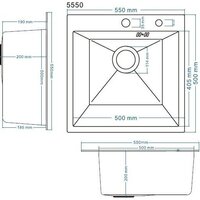 Кухонная мойка Schtoff Best Decor Silver 5550 + коландер металл K-1 BLACK + дозатор SD-1 SILVER - Превью изображения №5 — Интернет-магазин santehboom.by