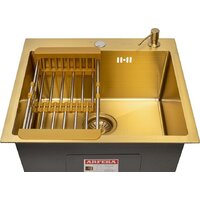 Кухонная мойка ARFEKA ECO AR мойка 500*500, коландер, дозатор GOLD - Превью изображения №2 — Интернет-магазин santehboom.by