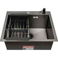 Кухонная мойка ARFEKA ECO AR мойка 500*500, коландер, дозатор BLACK - Превью изображения №2 — Интернет-магазин santehboom.by