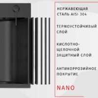 Кухонная мойка ARFEKA Eco AR 500*500 Black PVD Nano - Превью изображения №5 — Интернет-магазин santehboom.by