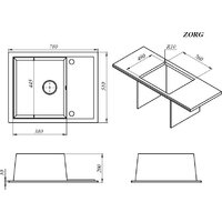 Кухонная мойка ZorG Rock 78 Premium beige - Превью изображения №2 — Интернет-магазин santehboom.by