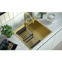 Кухонная мойка ARFEKA Eco AR 500*500 Golden PVD Nano - Превью изображения №6 — Интернет-магазин santehboom.by
