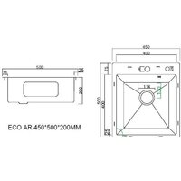 Кухонная мойка ARFEKA ECO AR 450*500 GOLD PVD NANO - Превью изображения №3 — Интернет-магазин santehboom.by