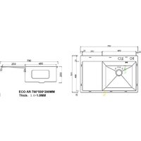 Кухонная мойка ARFEKA ECO AR 780*500 R SATIN - Превью изображения №3 — Интернет-магазин santehboom.by