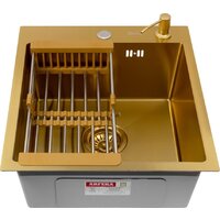 Кухонная мойка ARFEKA Eco AR мойка 450*500, коландер, дозатор Gold - Превью изображения №2 — Интернет-магазин santehboom.by